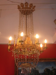 lustre en laiton mont sur armature en fer et cascade de pam